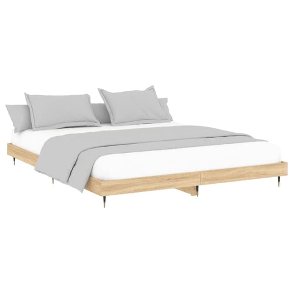 The Living Store sengestel 200x200 cm konstrueret træ sonoma-eg - Senge & sengeramme