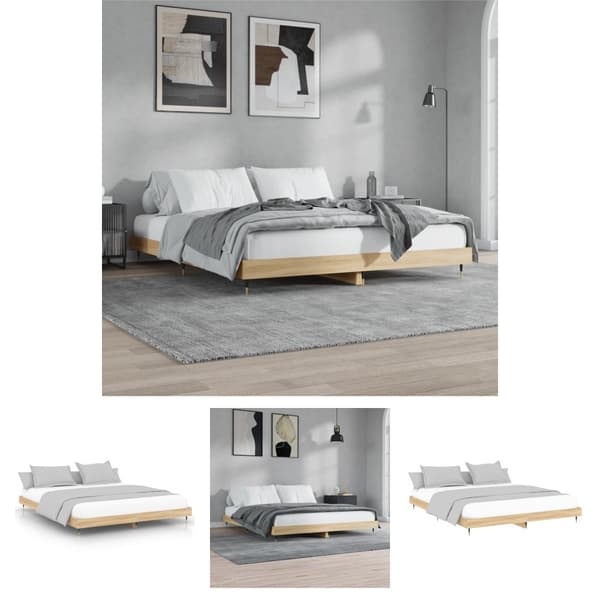 The Living Store sengestel 200x200 cm konstrueret træ sonoma-eg -  Senge & sengeramme