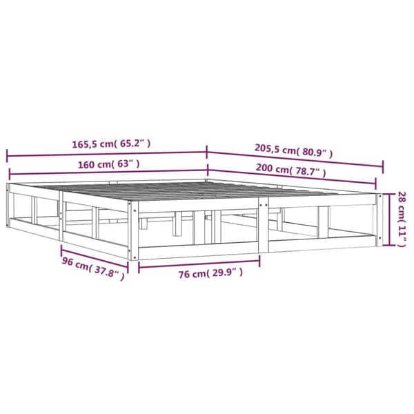 The Living Store sengeramme 160x200 cm massivt træ sort -  Senge & sengeramme