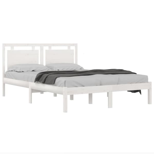 The Living Store sengeramme 200x200 cm massivt træ hvid - Senge & sengeramme