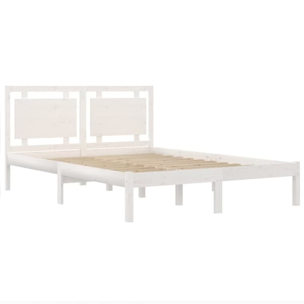 The Living Store sengeramme 200x200 cm massivt træ hvid - Senge & sengeramme