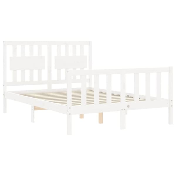 The Living Store sengeramme med sengegavl Small Double massivt træ hvid - Senge & sengeramme