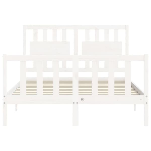 The Living Store sengeramme med sengegavl Small Double massivt træ hvid -  Senge & sengeramme