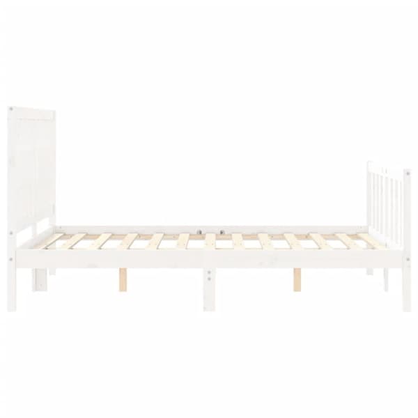The Living Store sengeramme med sengegavl Small Double massivt træ hvid - Senge & sengeramme