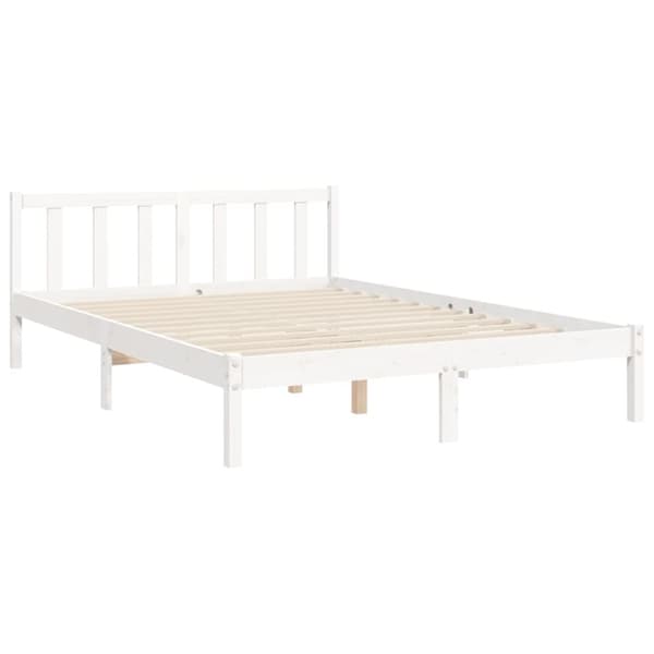 The Living Store sengeramme med sengegavl Small Double massivt træ hvid - Senge & sengeramme