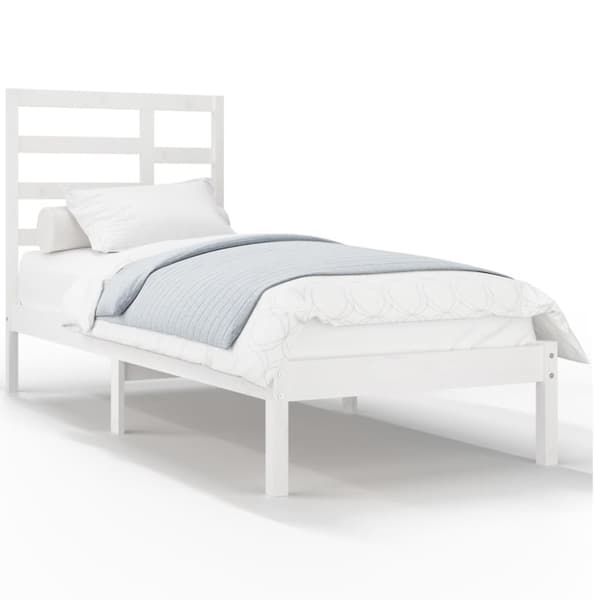 The Living Store sengeramme 90x200 cm massivt træ hvid - Senge & sengeramme