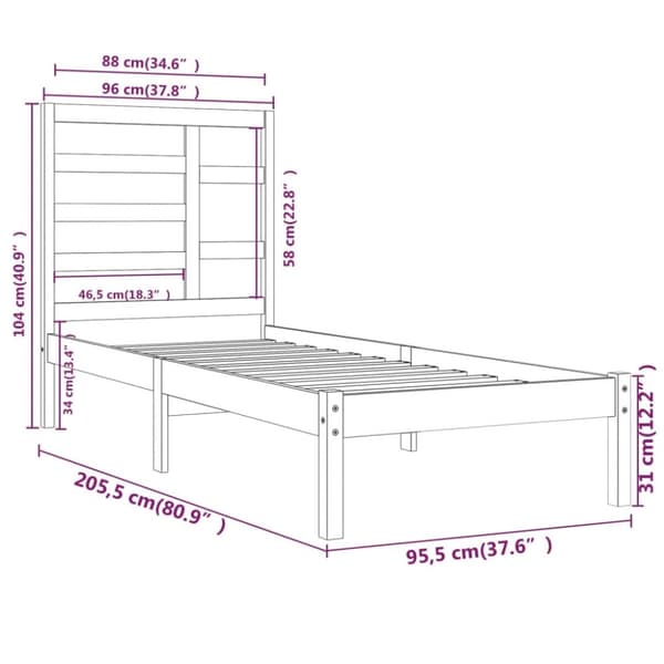 The Living Store sengeramme 90x200 cm massivt træ hvid - Senge & sengeramme