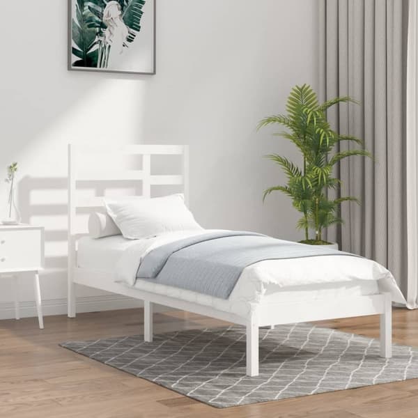 The Living Store sengeramme 90x200 cm massivt træ hvid - Senge & sengeramme