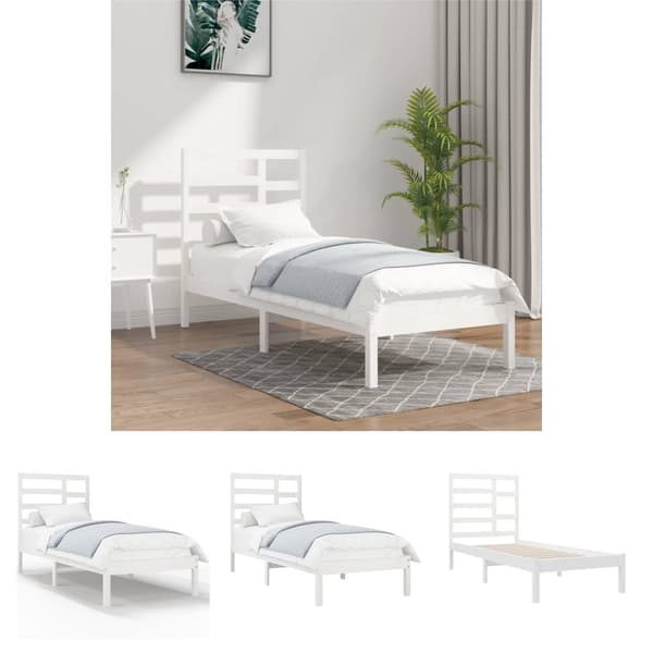 The Living Store sengeramme 90x200 cm massivt træ hvid - Senge & sengeramme