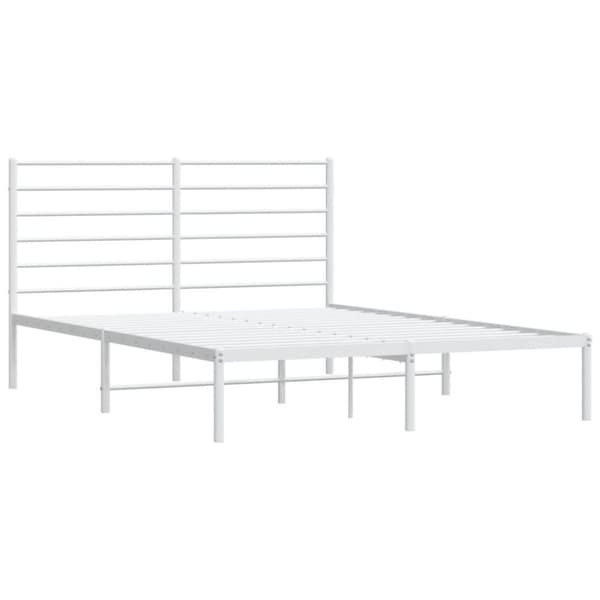 The Living Store sengeramme med sengegavl 140x200 cm metal hvid -  Senge & sengeramme