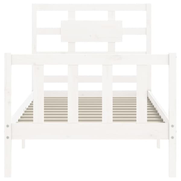 The Living Store sengeramme med sengegavl 90x200 cm massivt træ hvid - Senge & sengeramme