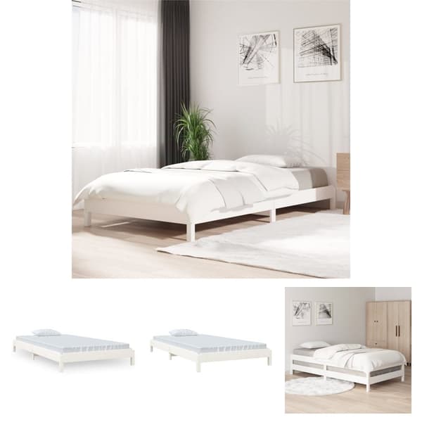 The Living Store stabelbar seng 100x200 cm massivt fyrretræ hvid - Senge & sengeramme