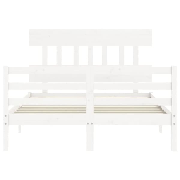 The Living Store sengeramme med sengegavl 120x200 cm massivt træ hvid -  Senge & sengeramme