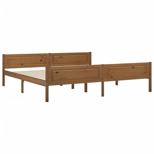 The Living Store sengestel 200x200 cm massivt fyrretræ gyldenbrun -  Senge & sengeramme