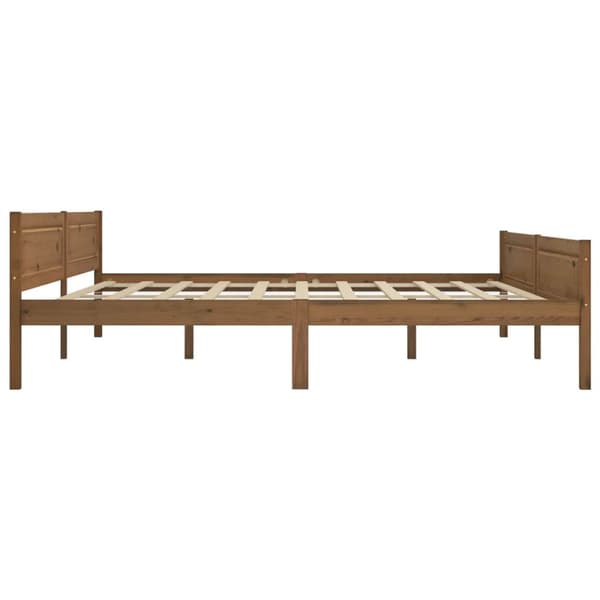 The Living Store sengestel 200x200 cm massivt fyrretræ gyldenbrun -  Senge & sengeramme