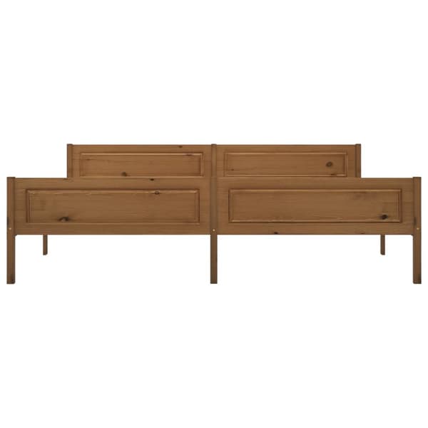 The Living Store sengestel 200x200 cm massivt fyrretræ gyldenbrun -  Senge & sengeramme