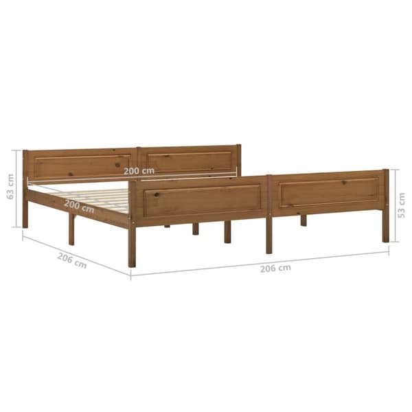 The Living Store sengestel 200x200 cm massivt fyrretræ gyldenbrun -  Senge & sengeramme