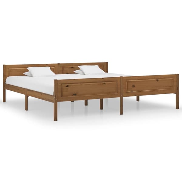 The Living Store sengestel 200x200 cm massivt fyrretræ gyldenbrun -  Senge & sengeramme