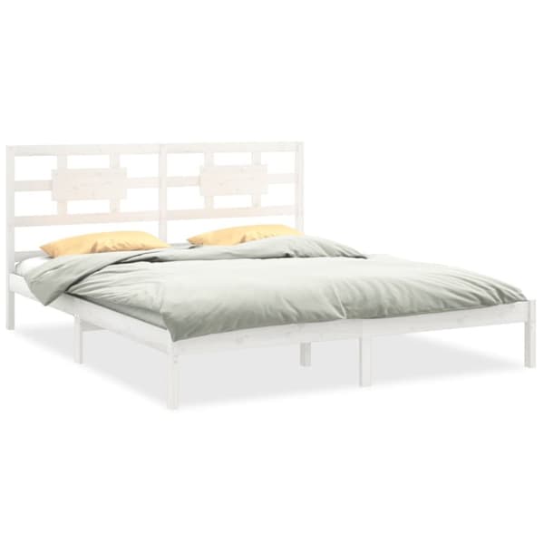 The Living Store sengeramme 200x200 cm massivt træ hvid - Senge & sengeramme