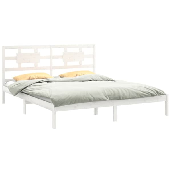The Living Store sengeramme 200x200 cm massivt træ hvid -  Senge & sengeramme