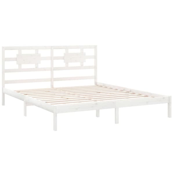 The Living Store sengeramme 200x200 cm massivt træ hvid - Senge & sengeramme