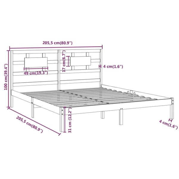 The Living Store sengeramme 200x200 cm massivt træ hvid -  Senge & sengeramme