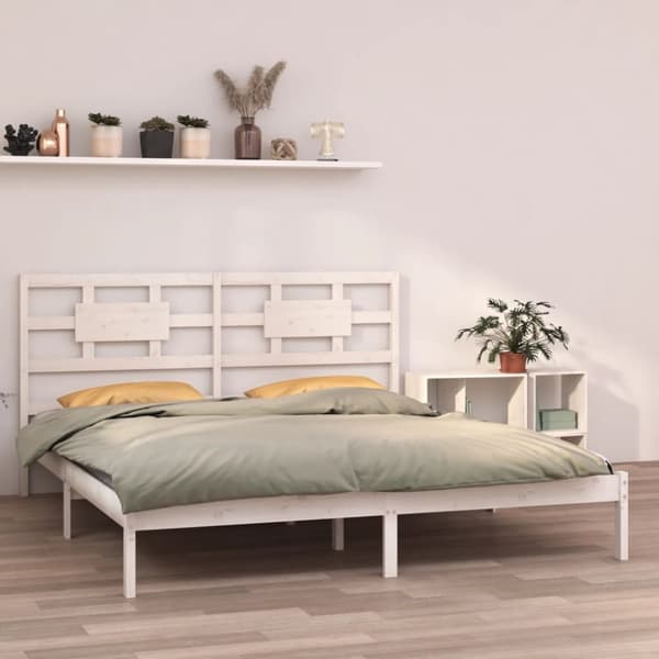 The Living Store sengeramme 200x200 cm massivt træ hvid - Senge & sengeramme