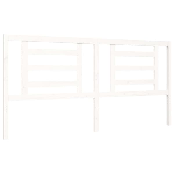 The Living Store sengeramme med sengegavl 200x200 cm massivt træ hvid - Senge & sengeramme
