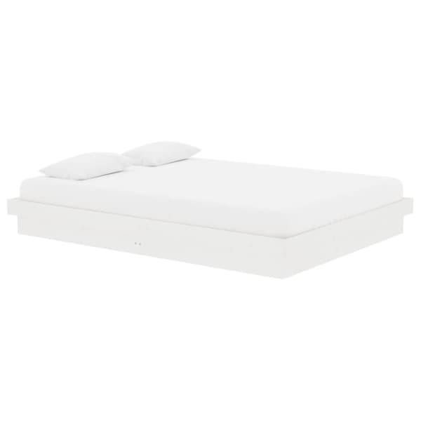 The Living Store sengeramme 135x190 cm dobbelt massivt fyrretræ hvid - Senge & sengeramme