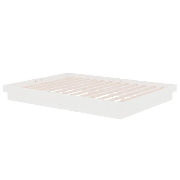 The Living Store sengeramme 135x190 cm dobbelt massivt fyrretræ hvid - Senge & sengeramme