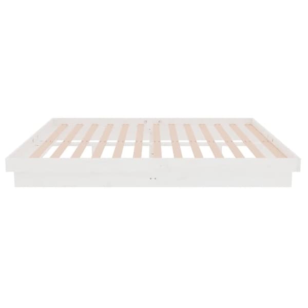 The Living Store sengeramme 135x190 cm dobbelt massivt fyrretræ hvid - Senge & sengeramme