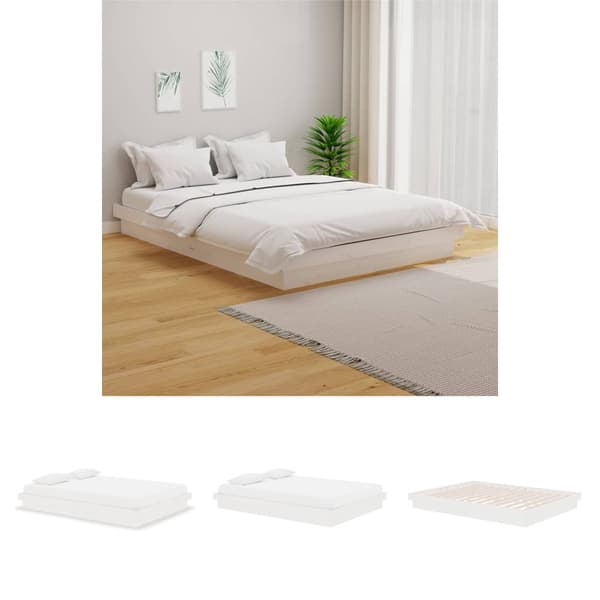 The Living Store sengeramme 135x190 cm dobbelt massivt fyrretræ hvid - Senge & sengeramme