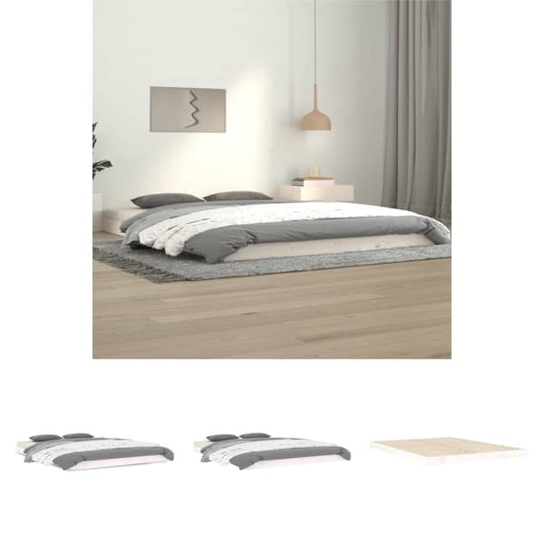 The Living Store Sängram vit 140x190 cm massiv furu -  Sängar & sängramar