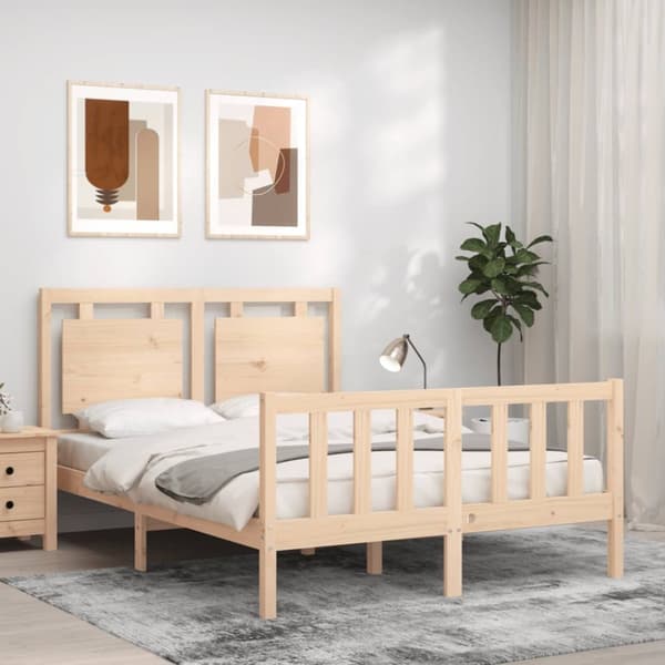 The Living Store sengeramme med sengegavl 120x200 cm massivt træ hvid - Senge & sengeramme