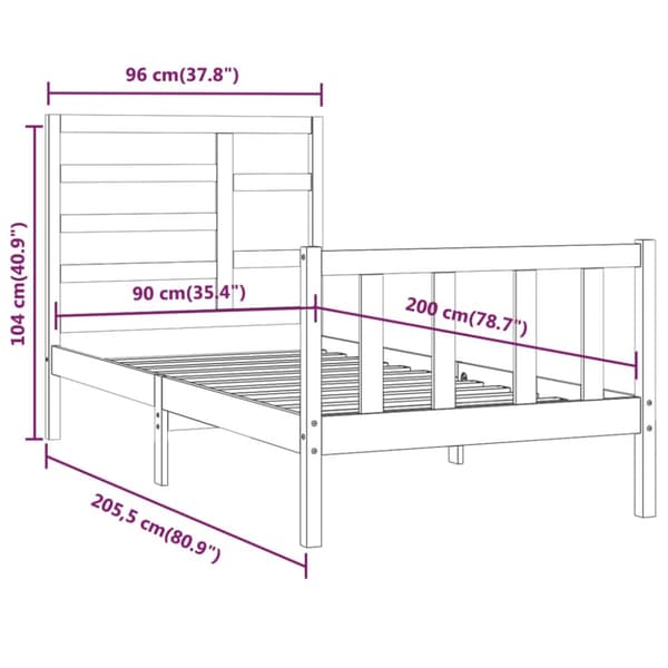 The Living Store Sängram massiv furu 90x200 cm - Sängar & sängramar