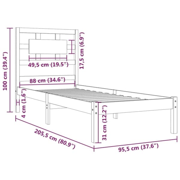 The Living Store sengeramme 90x200 cm massivt fyrretræ -  Senge & sengeramme