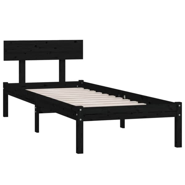The Living Store sengestel 90x190 cm Single massivt fyrretræ sort -  Senge & sengeramme
