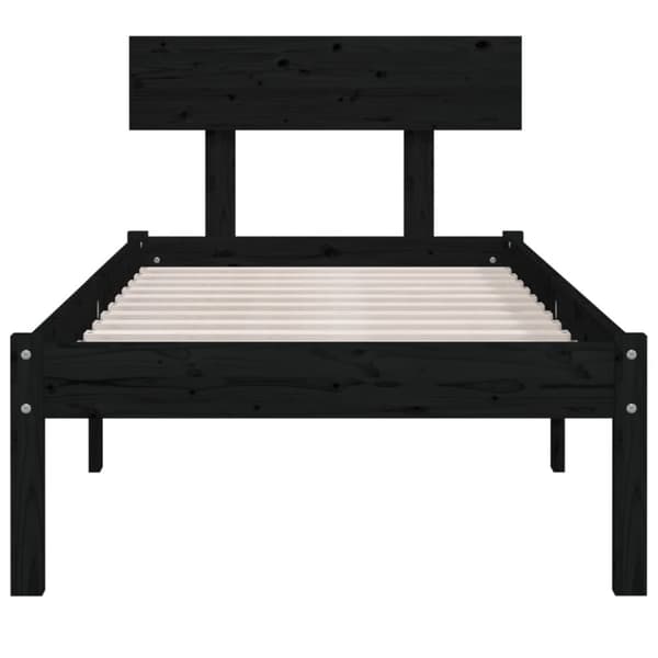 The Living Store sengestel 90x190 cm Single massivt fyrretræ sort -  Senge & sengeramme
