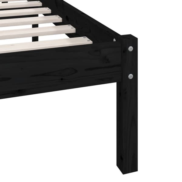The Living Store sengestel 90x190 cm Single massivt fyrretræ sort -  Senge & sengeramme