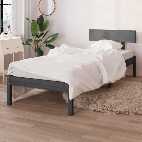 The Living Store Sängynrunko harmaa täysi mänty 90x190 cm Single -  Sängyt & sängynrungot