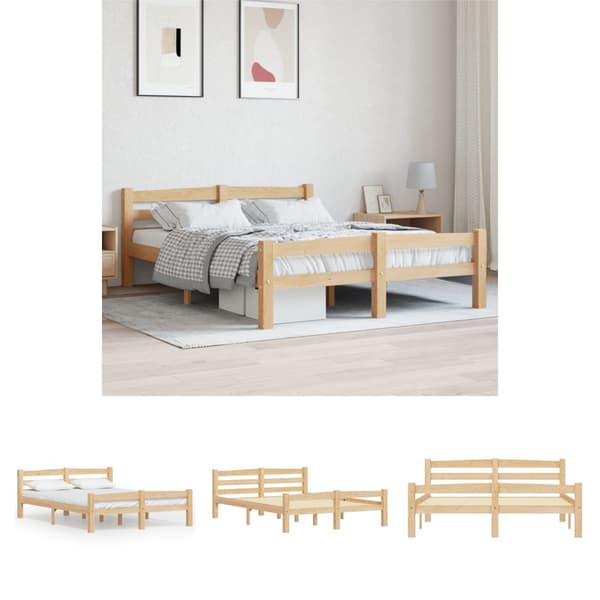 The Living Store sengestel 140x200 cm massivt fyrretræ - Senge & sengeramme