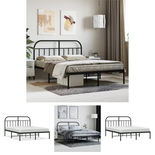 The Living Store sengeramme med sengegavl 140x190 cm metal sort -  Senge & sengeramme