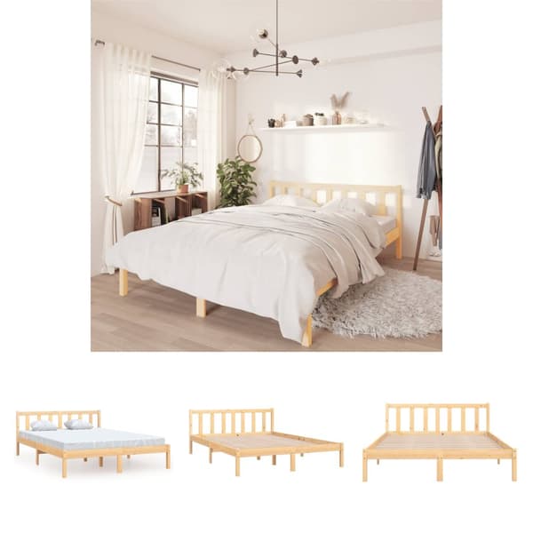 The Living Store sengeramme 160x200 cm massivt fyrretræ -  Senge & sengeramme