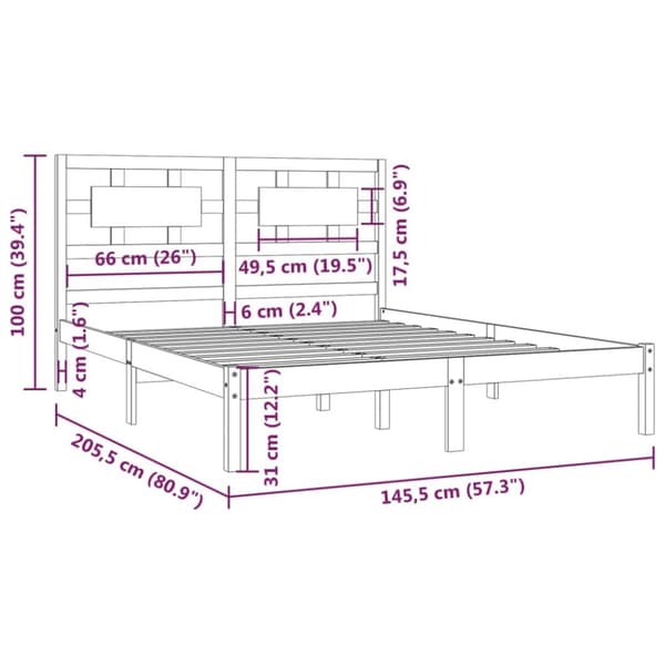 The Living Store sengeramme 140x200 cm massivt fyrretræ - Senge & sengeramme