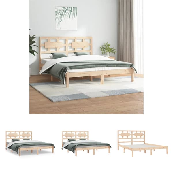 The Living Store sengeramme 140x200 cm massivt fyrretræ - Senge & sengeramme