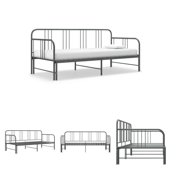 The Living Store sengestel til udtræksseng 90x200 cm metal grå -  Senge & sengeramme
