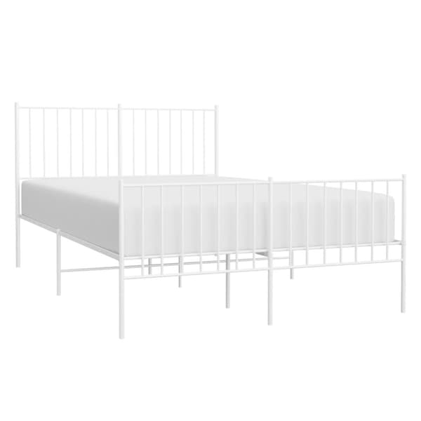 The Living Store sengeramme med sengegavl og fodgærde 120x190 cm metal hvid - Senge & sengeramme