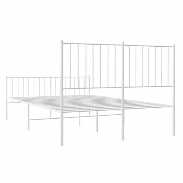 The Living Store sengeramme med sengegavl og fodgærde 120x190 cm metal hvid - Senge & sengeramme