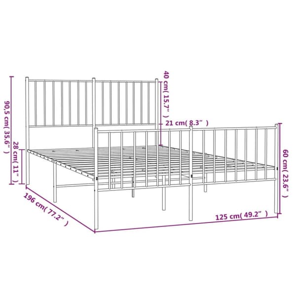 The Living Store sengeramme med sengegavl og fodgærde 120x190 cm metal hvid - Senge & sengeramme