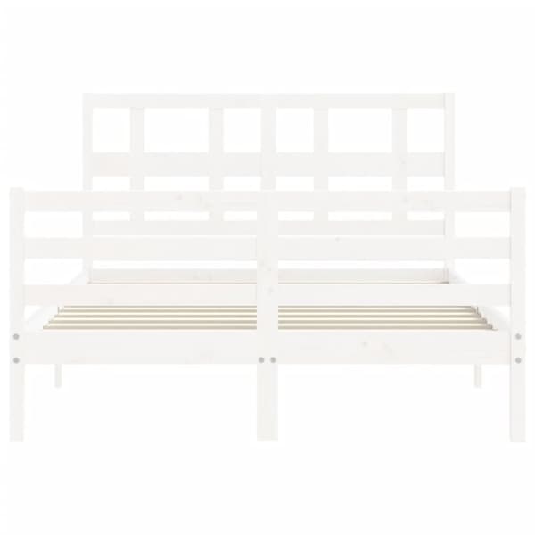 The Living Store sengeramme med sengegavl 140x190 cm massivt træ hvid - Senge & sengeramme